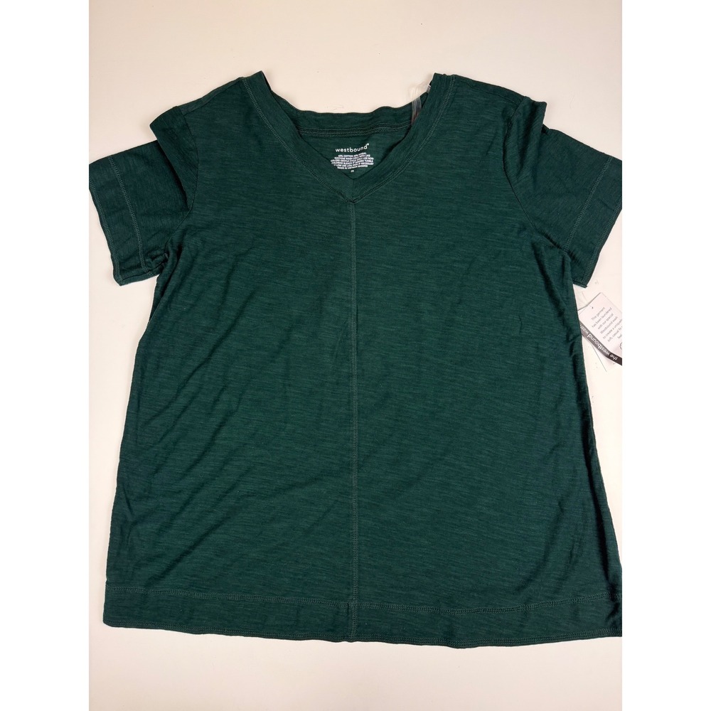 Westbound Womens V-Neck T-Shirt Lot of 2 Green Orange Cotton Modal Slub Medium - Picture 14 of 16